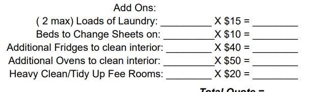 Cleaning Business Forms and Worksheets