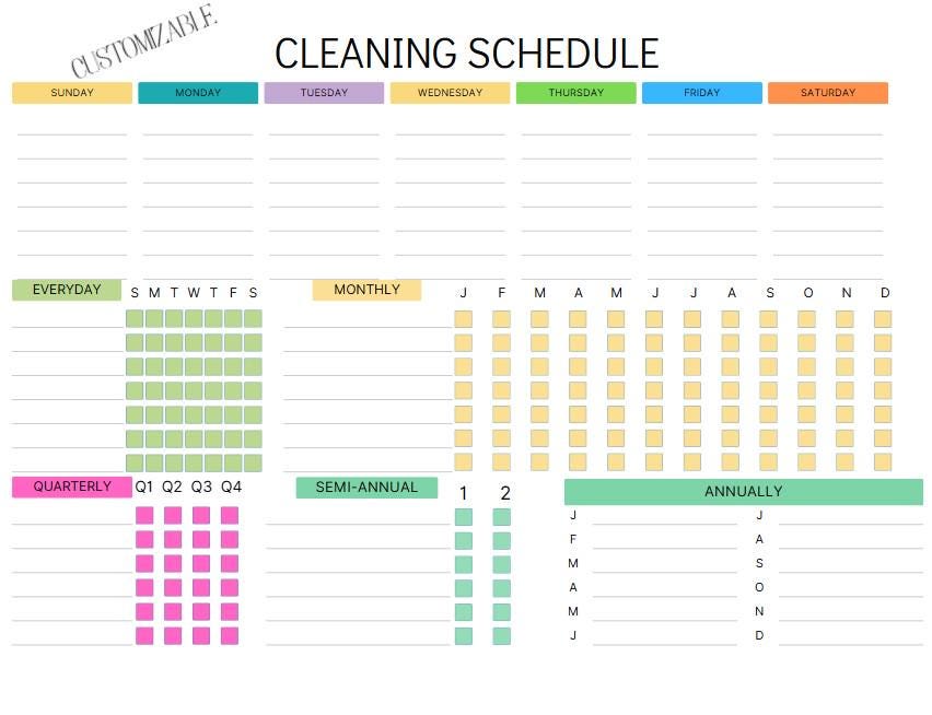 Home Organization Planner | Customizable Chore Chart